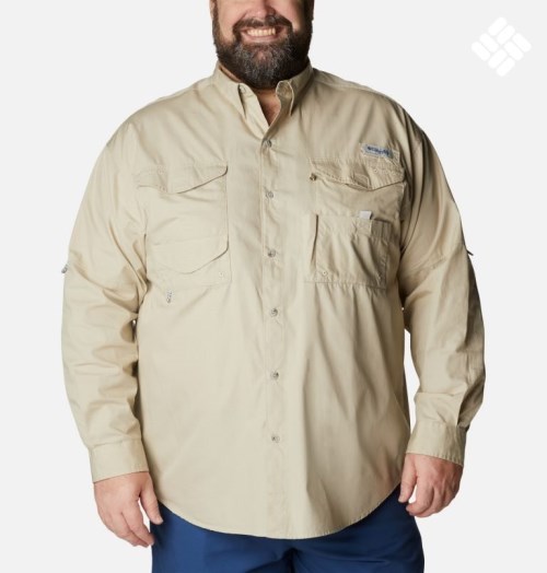 Columbia PFG Bonehead Long Sleeve Skjorte Herre Khaki | Plus Size 56072W